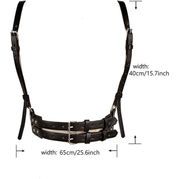 Punk Midjeharness Bälte Läder Kropp Bröstkedja Svart Goth Väst