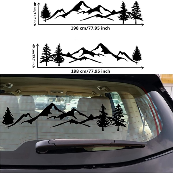2 stk. automatiske bilklistremerker, bilsidedørs klistremerker, bilklistremerker, fjellklistremerker, trær for