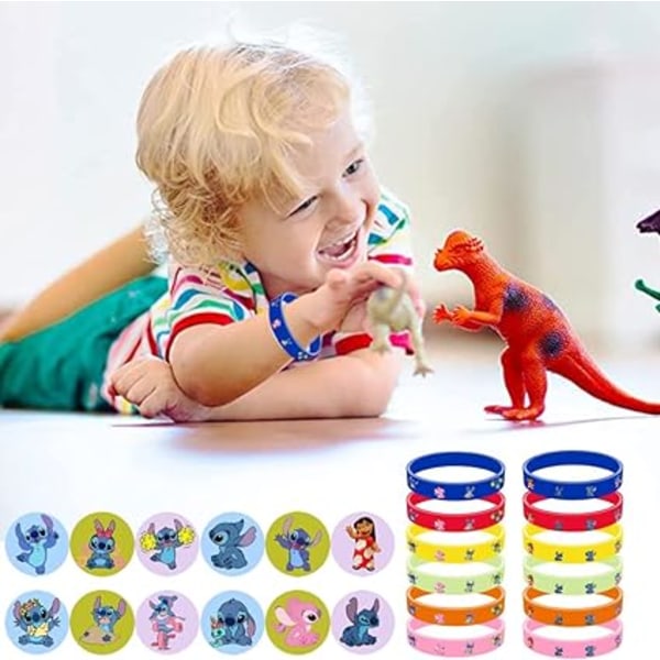 24x Lilo & Stitch Partytillbehör Set, Silikonarmband för Barn, Lilo &