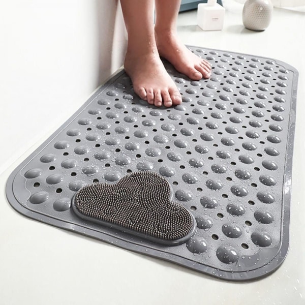 (grå) duschmatta, halkfri matta, bredd: 70 cm, längd: 40 cm, miljövänlig duschmatta med fotmassageområde
