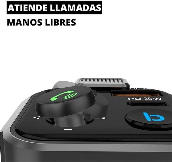 Bluetooth FM-sändare - 3 Laddningsportar: x2 USB QC3.0 + x1 PD