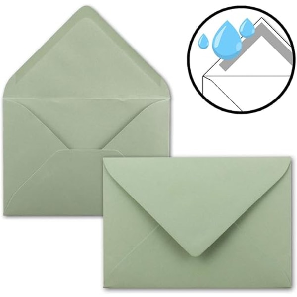 50 pieces Envelopes in eucalyptus green, 18.4 x 13.4 cm