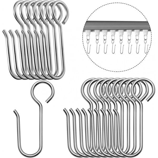 100 kpl metalliset verhotangon koukut S-muotoiset pienet verhoklipsit metalliset verhokisko koukut kattoverhokiskoon