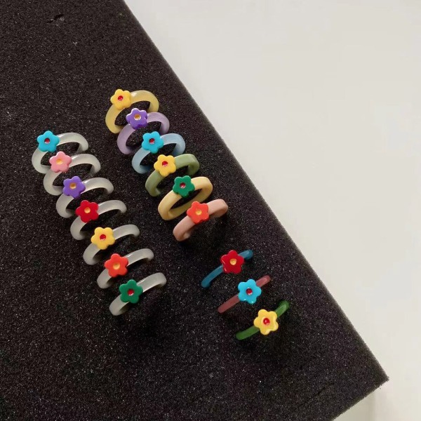 Plast bokring metallring clip ring 6 delar Charmig flerfärgad blomring