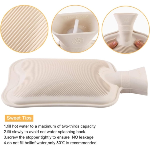 Varmvattenflaska varmvattenflaska med cover 1L sängflaska värmepåse bärbar