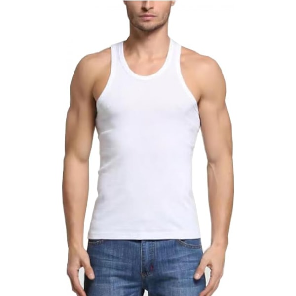 3 stk. Sommer Herre Bomuld Komfort Hvid Undershirt (L Størrelse) Herre Ærmeløs Top Casual Skjorter Undertøj Herre Fitness Tøj