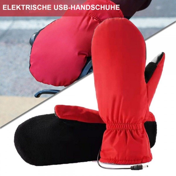 Svarta läderhandskar Eluppvärmda handskar USB Uppladdningsbar