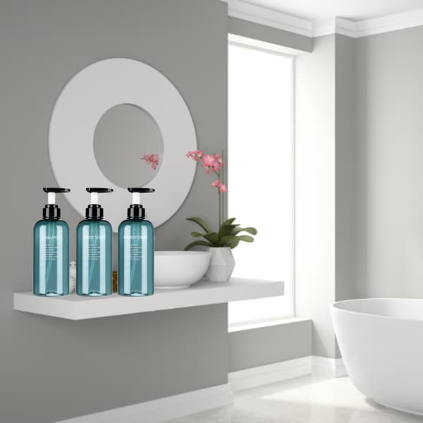 3-pack Duschgelflaska med Squeezer, Blå 500ml Återanvändbar Lotionflaska