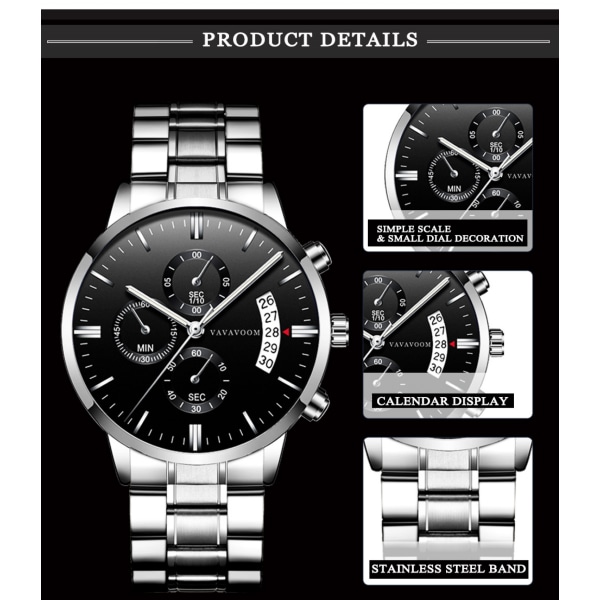 Herrar Kvartsur Klocka Chronograf Vattentät Analog Klocka