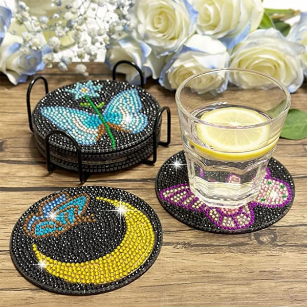 6 Pack Butterfly Diamond Painted Coasters DIY