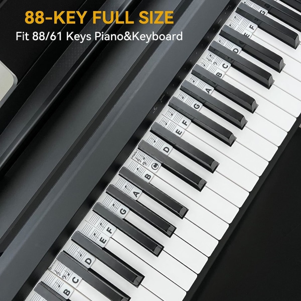 (klassisk svart)61 - avtagbara notetiketter för pianoklaviatur för inlärning, gjorda av silikon, inga klistermärken