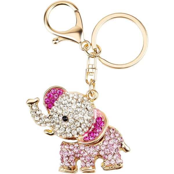 (Rosa) Lucky Elephant Keyrings MUAMAX Opal Rhinestone nyckelringar W