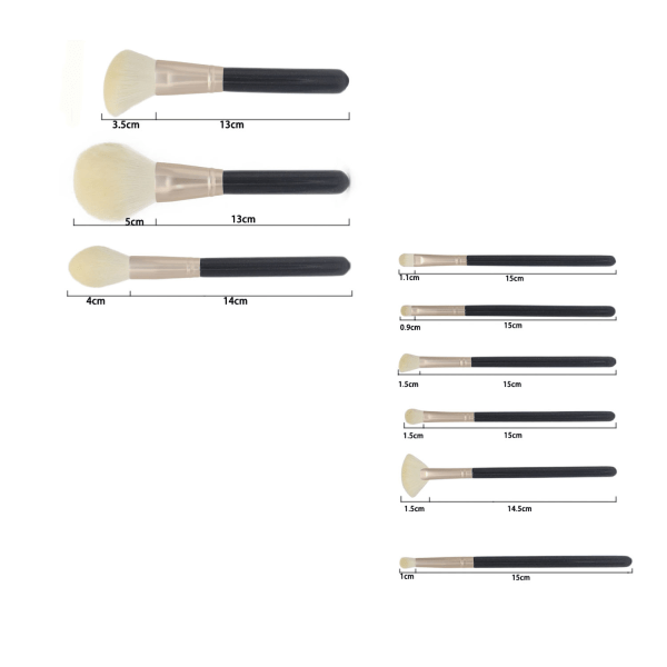 10-delad sminkborsteuppsättning