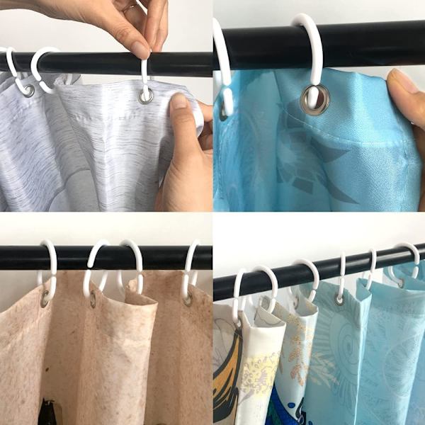 12 st Svarta Gardinringar, Plast Duschringar, C-formade Duschgardinringar för Badrum