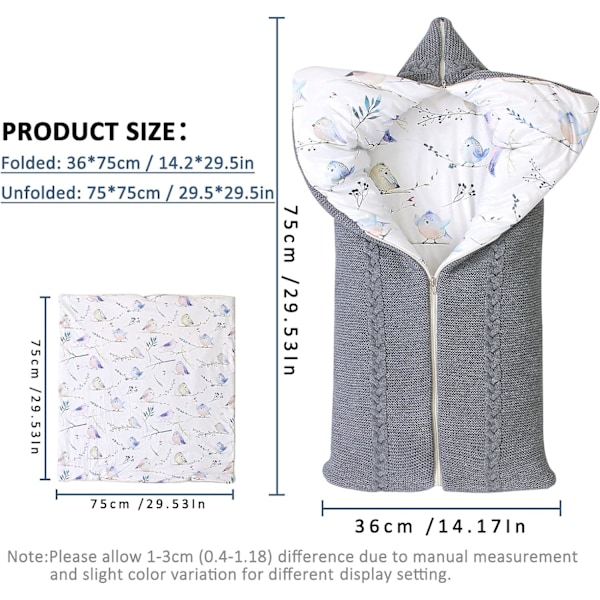 Baby Nest (Grå) Nyfödd SovSäck Sovsäck Varm Swaddle W