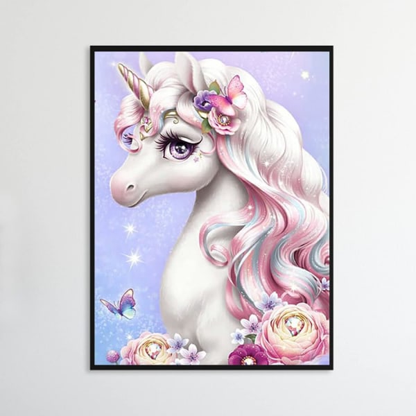 (Unicorn 01, 30x40cm) Full diamond painting för vuxna och barn,