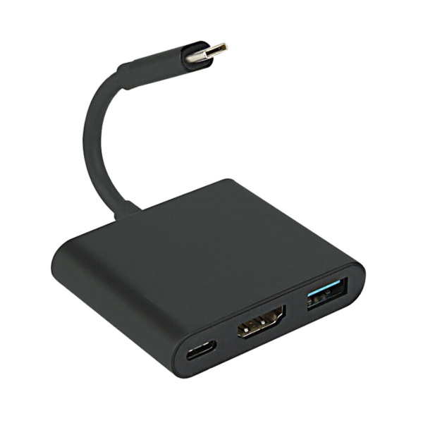 (svart) 4K 1080 HDMI-adapter för switch, 3-i-1 USB 3.0 PD Multip