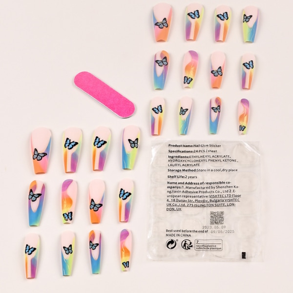 24 st Konstgjorda lösnaglar med lim Fake Nail Tips With Heart Designs De