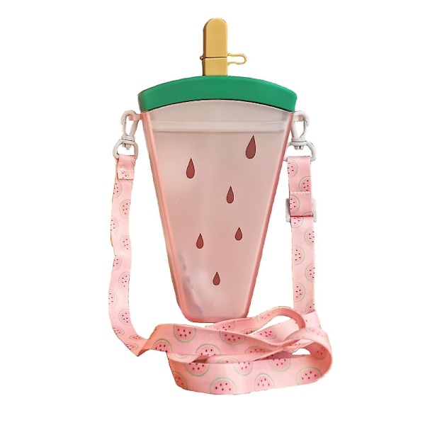 Portable cute popsicle water bottle with lanyard Fruit water cup plastic water cup