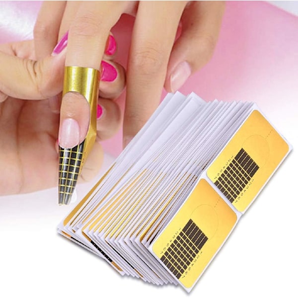 (100 Pieces)Nail Art Extension Guide Forms Sticker Nail Forms Extension Guide Self-adhesive Tips Sculpting Gui