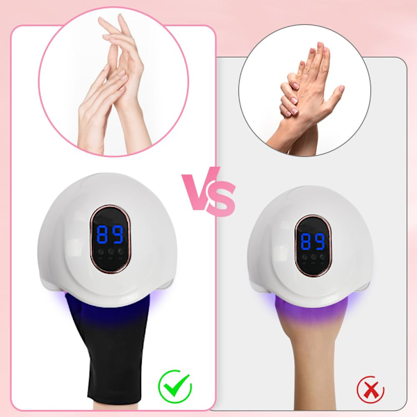 UV-beskyttelseshandsker til gelnegle - Sorte, 2 par UV-beskyttelseshandsker til manicure, Anti-UV-handsker f