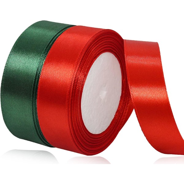 Julband 25 mm, rött och grönt julband, 2 rullar/44 Mete
