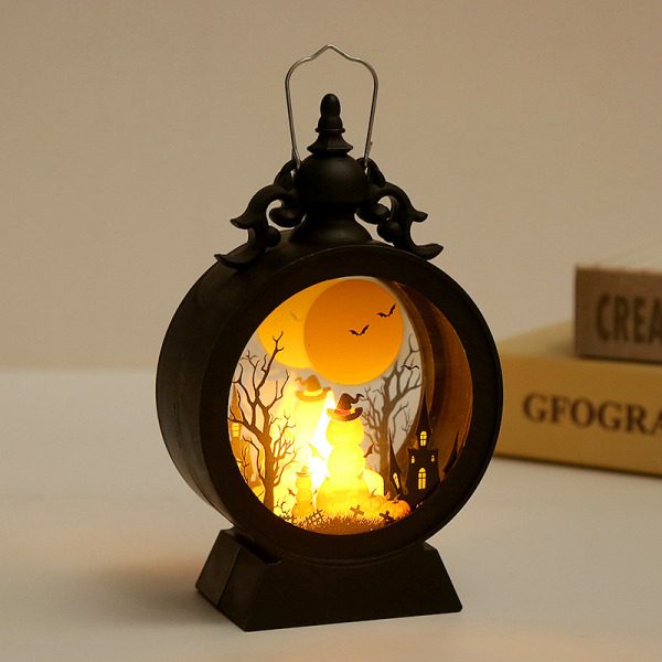 Halloween bärbar rund lampa - pumpa, Halloween LED-ljus