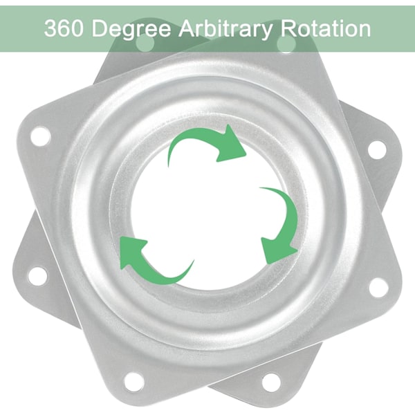 4 stk. 3 tommer drejeskivelejer, firkantet roterende drejeskiveplade, 360 graders roterende bakke