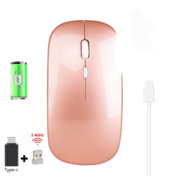 2,4G uppladdningsbar trådlös mus (rosaguld)