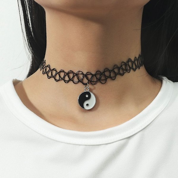 Choker - Yin Yang - Tatuointi - 90-luvun pitsi kaulakoru