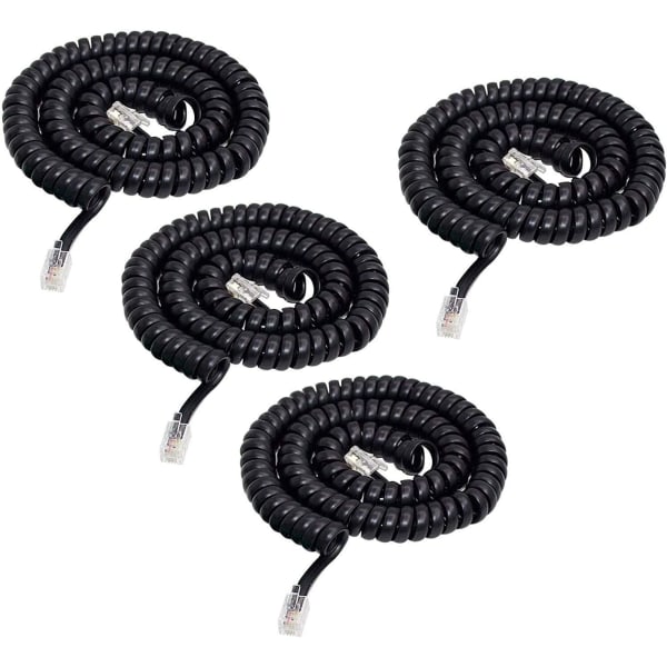 Telefonkabel, 4-pack, 3M, modulär, spiralformad