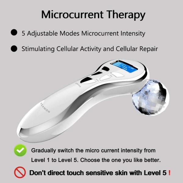 4D Microcurrent Face Massager Roller, Elektrisk Uppladdningsbar Face L