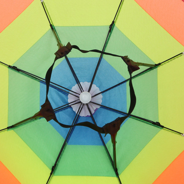 Paket med 1 hopfällbara paraplyhattar för fiske Sol Regn Fiske Handsfree Strand Färgglad regnbågskamouflage