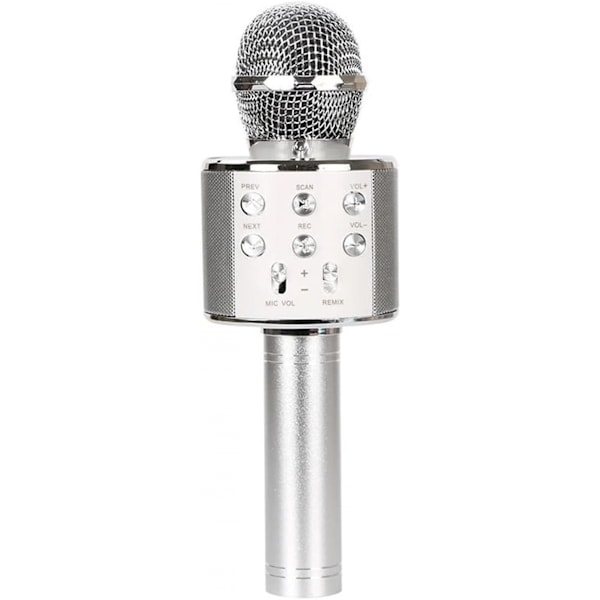 (Silvery)Professional BT Microphone Karaoke Speaker KTV Music Player Singing Recorder Handheld Microphone Black,Singing Recorder