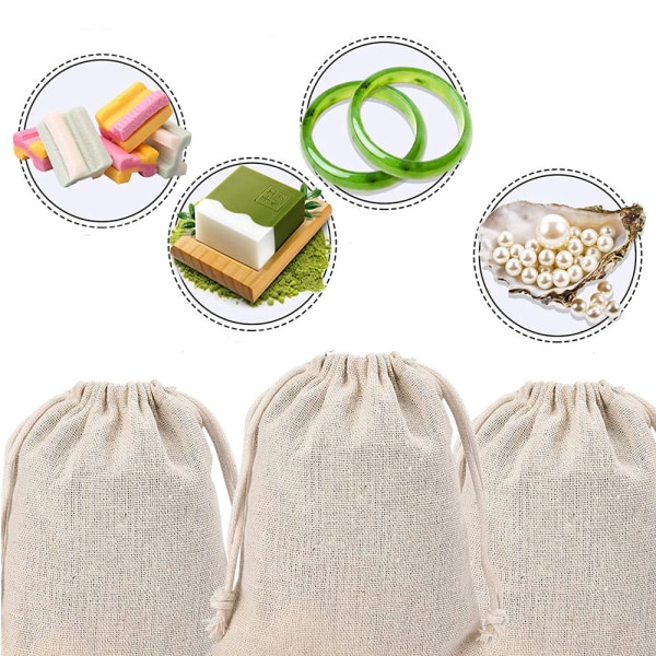 Små bomullspåsar, 30-delade säckvävspåsar med presentpåsar med dragsko