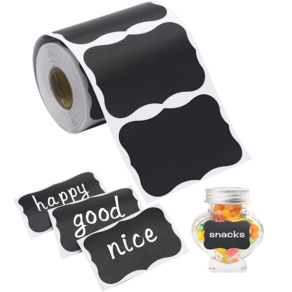 Wavy Shape Chalkboard Labels-300pcs Waterproof Reusable Blackboard Stickers with 1 Liquid Chalk Marker for Mason Jars, Craft Rooms