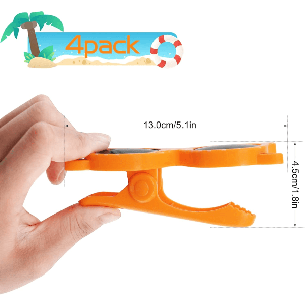 Strandhandduksklämmor för solstolar, 4-pack, moderiktig stil