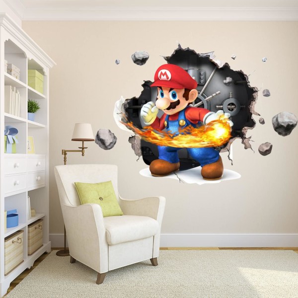 Mario 3D väggdekal, tapet, PVC, dekoration, 49*34CM