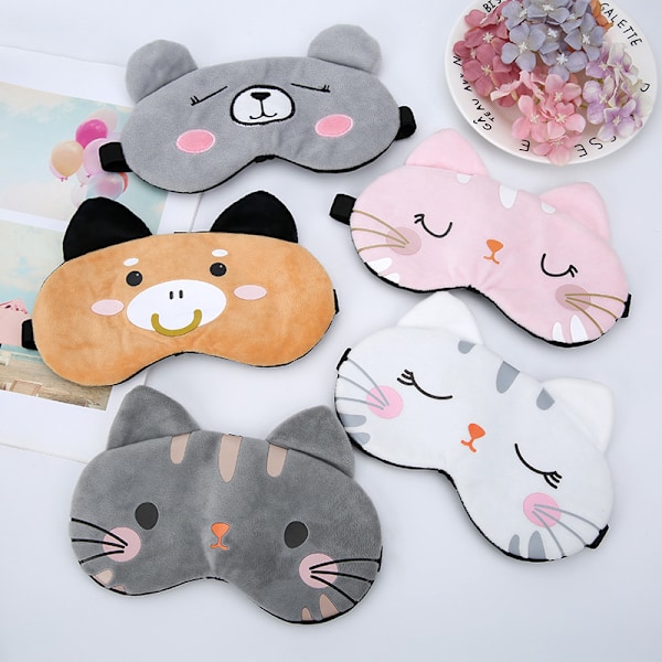 5pcs Cute Sleeping Eye Masks Cartoon Eye Masks Funny Animal Sleeping Masks Soft and Lightweight Nigh