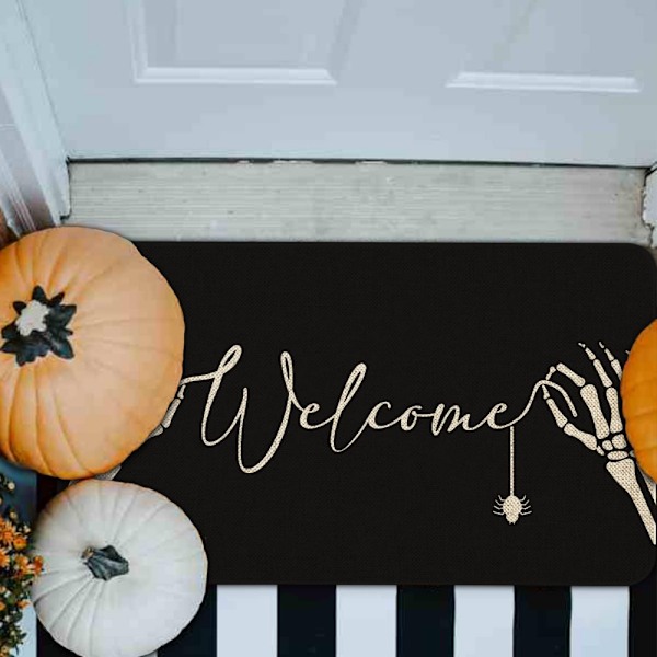 Halloween-kallokuvioinen ovi- ja eteisenmatto (50*80cm) sisä- ja ulkotiloihin, liukumaton Halloween-sisustuselementti, tervetuloa-matto