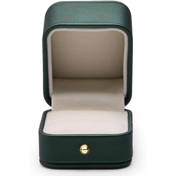 (Single Ring Box) 1 piece dark green faux leather jewelry storage box velvet interior gift box suita