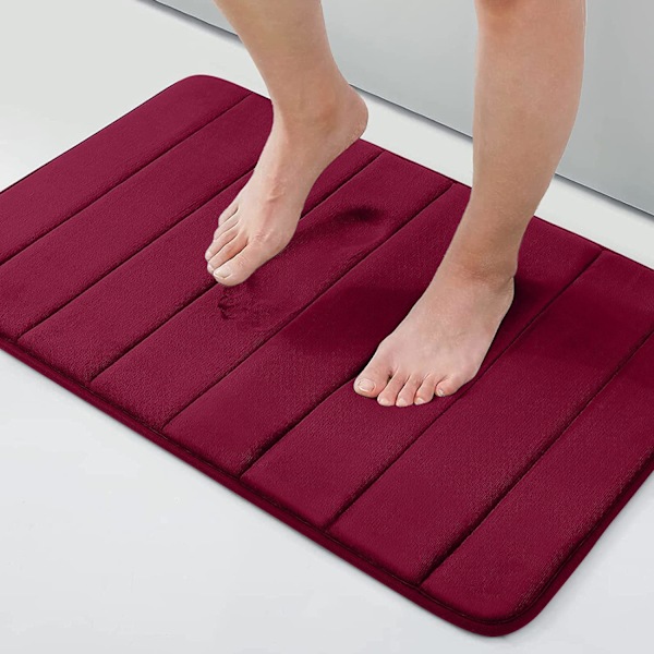 Red non-slip mat, 40 x 60 cm, extra soft, non-slip, super absorbent bathroom mat for bathroom floors