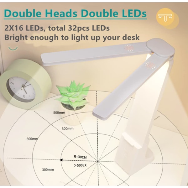 Lampe de bureau de lecture pour enfants à double LED - Blanc, bur