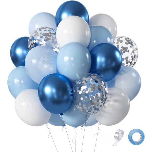 Blå set, 60 delar ballonger, ljusblå ballonger, blå w