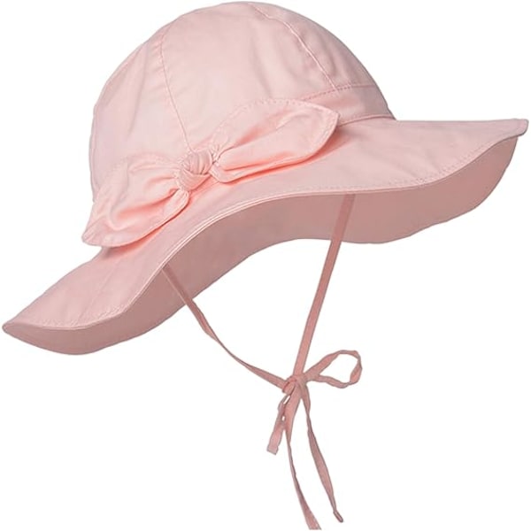 (Pink) Sløjfe Baby Solhat Sløjfe Baby Pige Solhat Baby Pige UPF 50+ Toddler Hat Bredskygget Sommer Baby Hat