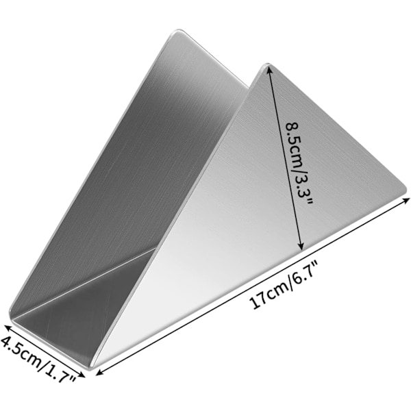 (Sølv) Serviettholder i rustfritt stål, moderne trekantet cocktail-serviettdispenser for kjøkkenbenker, spisebord, piknik
