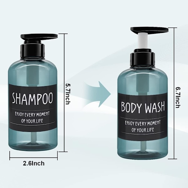 3-pack 300 ml schampo flaska pumpdispenser, tomma plast tvålsp