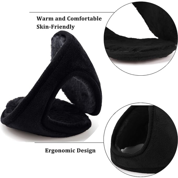 2 delar öronkåpor för män och kvinnor Classic fleece unisex varma vinterkåpor (svarta)