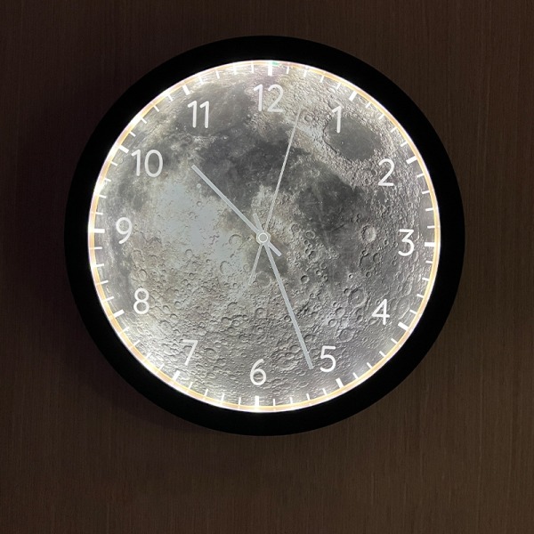 Väggklocka måne med belysning ljudkontroll väggklocka väggklocka klistermärke