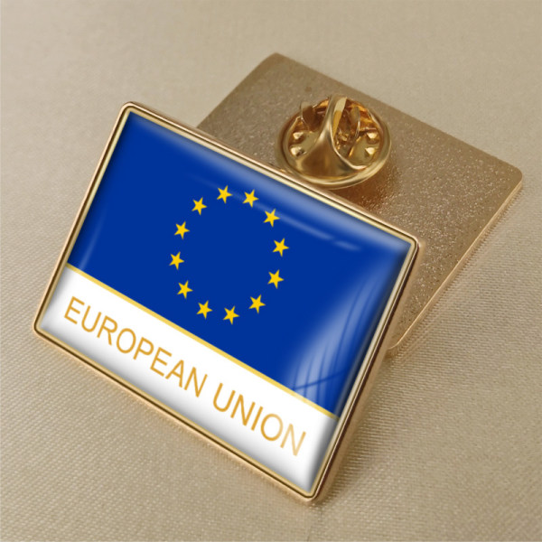 (D)1st Europeiska unionens flagga märke Metallmärke Pin Brosch europeisk